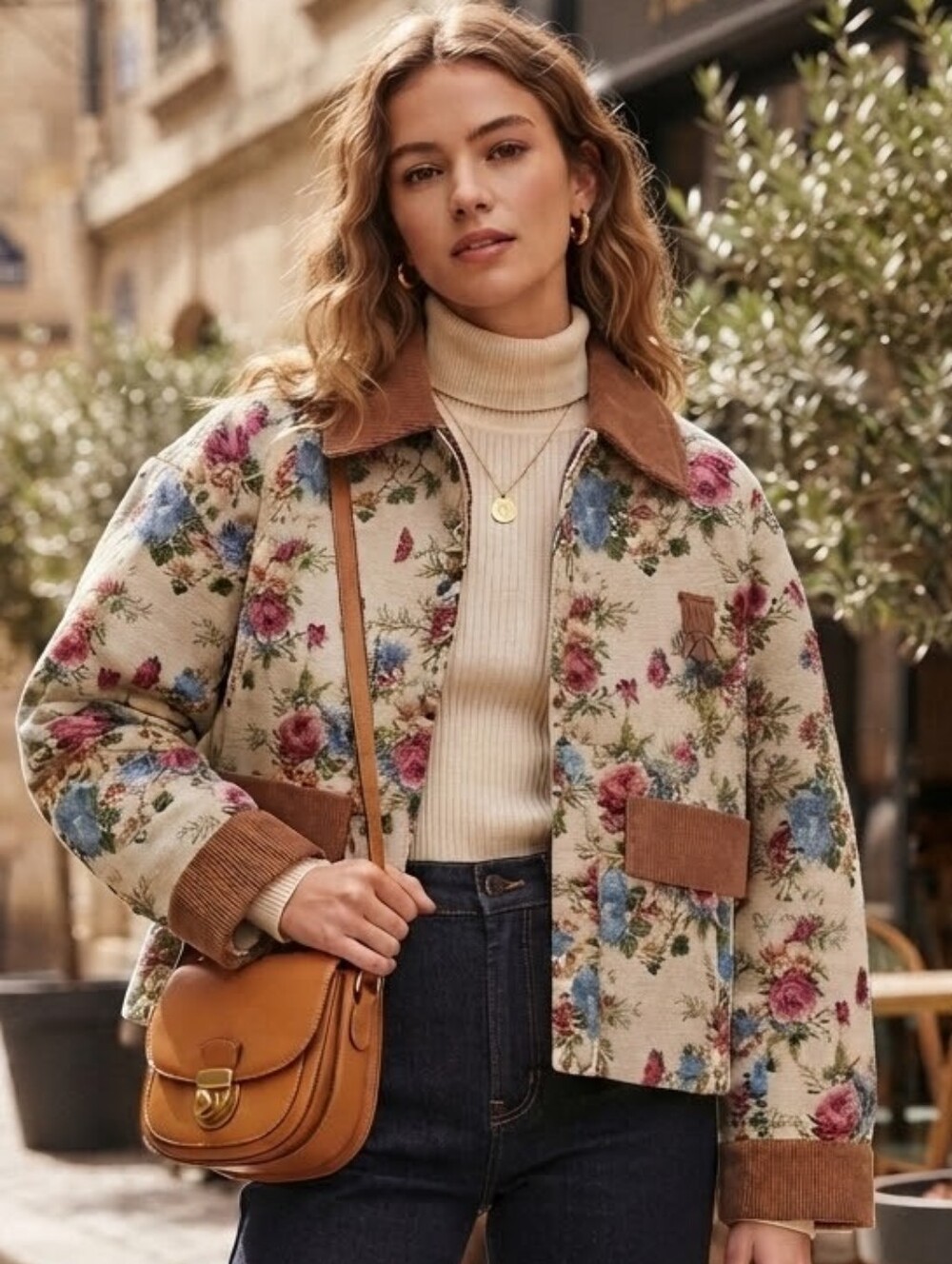 NWT Avec Les Filles Floral Barn Chore Coat Tapestry Jacket Size Small
